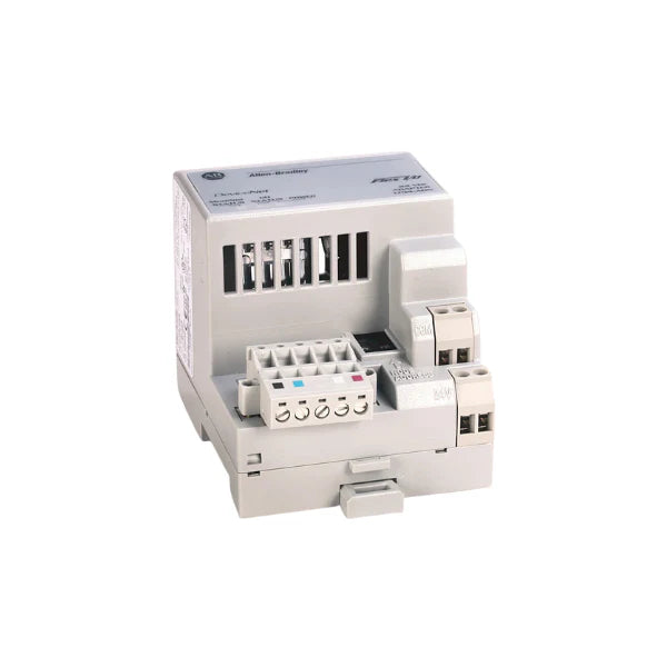DeviceNet adapter for FLEX I/O, 24V DC, DIN rail mount, supports 8 modules, with LED diagnostics and IP20 enclosure.