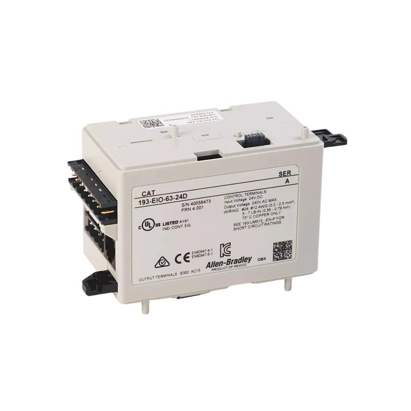 Allen-Bradley 193-EIO-63-24D E300 control module, 6 inputs, 3 relay outputs, 24V DC, DeviceLogix enabled