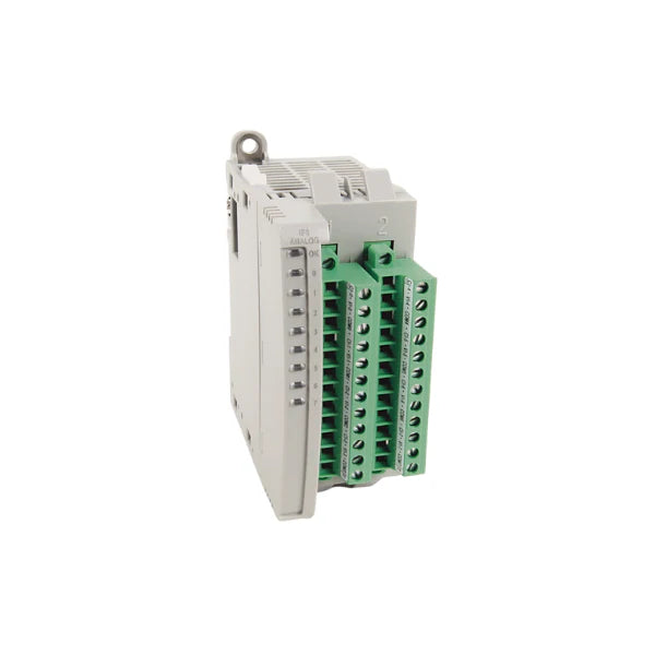 analog input module, 8-channel, voltage and current input, 16-bit resolution, Micro850 expansion, DIN rail mount.