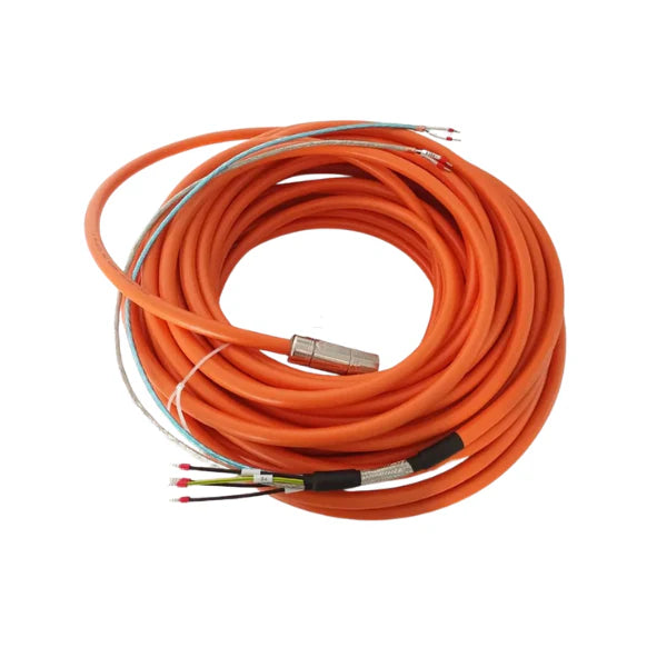 servo cable, 15m, 16 AWG, bulkhead drive-end, power and feedback, MP-Series and Kinetix compatible.