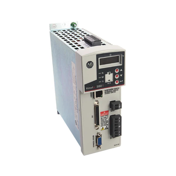 Allen-Bradley 2097-V34PR5-LM Kinetix 350 servo drive, 2.0 kW, 480V AC, 5.7A, 3-phase, Safe Torque Off, IP20 open-style enclosure.