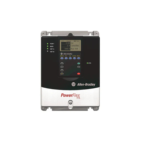 PowerFlex 70 drive, 2.2 kW, 400V, LCD keypad, brake IGBT, CE filter, IP20.