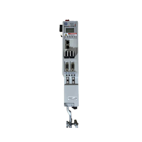 2198-D012-ERS3 Kinetix 5700 dual-axis servo drive, 3.4 kW, 12.5 A peak, EtherNet/IP connectivity, integrated safety, compact design for industrial automation.