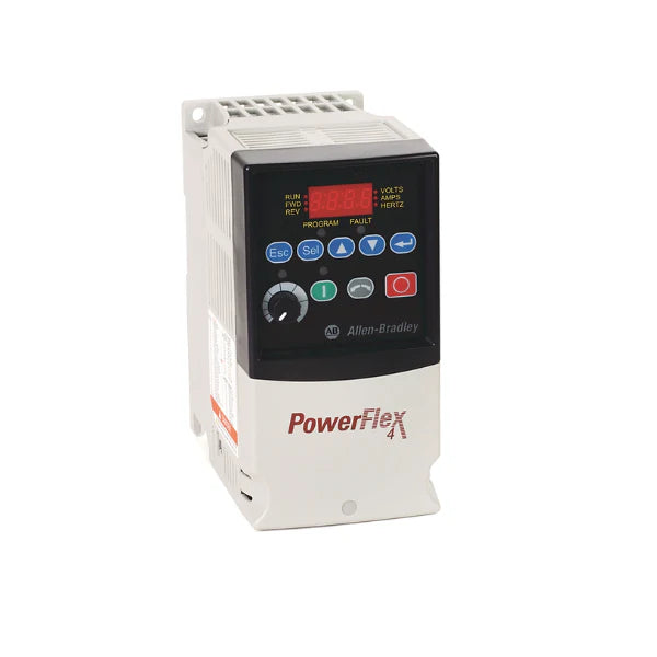 Allen-Bradley 22A-D1P4N104 PowerFlex 4 AC drive, 0.5 HP, 480V, Frame A, RS485, LED keypad, IP20.