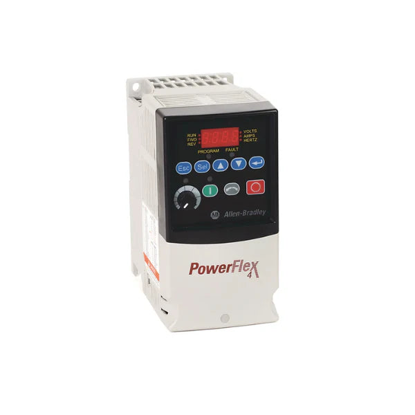 PowerFlex 4 AC drive, 120V AC input, 1 HP, Frame B, with RS485 and LED keypad.