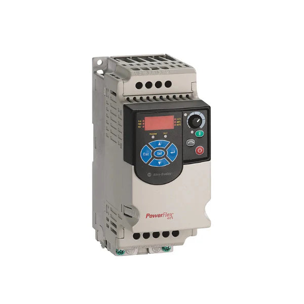 PowerFlex 4M AC drive, 2 HP, 480V, 3-phase, IP20, RS485, LED keypad, no CE filter, no brake transistor.