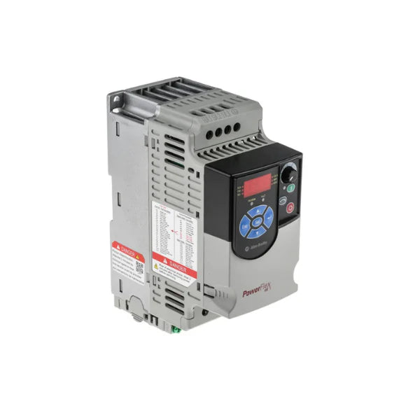 PowerFlex 4M drive, 2 HP, 480V, 3-phase, Frame A, IP20, CE filter, LED keypad, no brake.