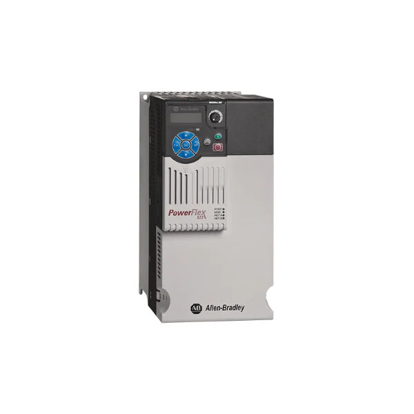PowerFlex 523 AC drive, 15 HP, 480V, 3-phase, 24A, frame D, IP20 open type, no filter, V/Hz and sensorless vector control.