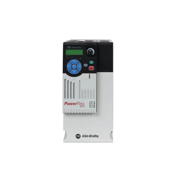 PowerFlex 525 AC drive, 480V, 13A, 7.5HP, Frame C, IP20, with filter, EtherNet/IP, STO safety feature.