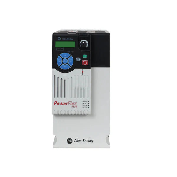 PowerFlex 525 AC drive, 480V, 24A, 15HP, Frame D, EtherNet/IP, IP20, no filter, open type.