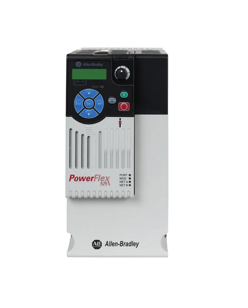 Allen-Bradley 25B-D030N104 PowerFlex 525 AC Drive, 20 HP, 480V, 30A, Frame D, IP20 open type, no filter, EtherNet/IP and STO.