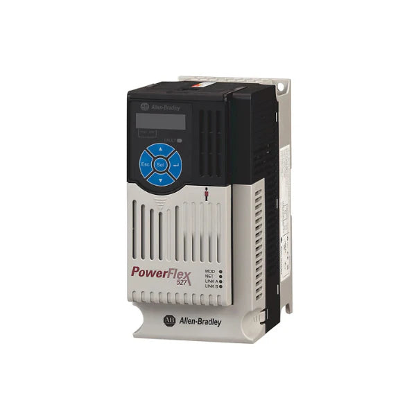 PowerFlex 527 AC drive, 5 HP, 480V, 3-phase, dual-port EtherNet/IP, integrated STO, EMC filter, IP20, Frame B.