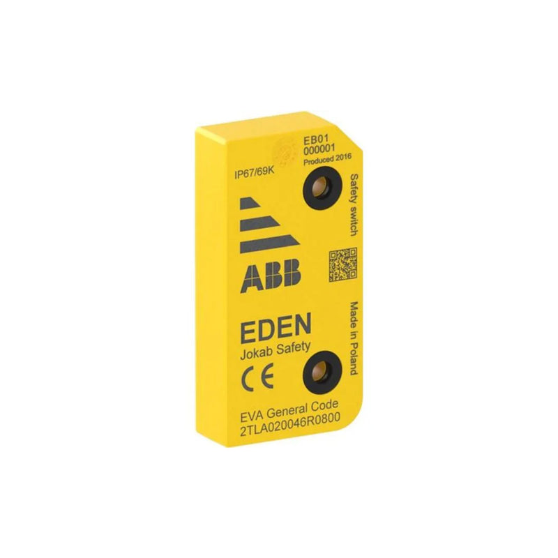 ABB 2TLA020046R0800 EVA actuator for use with Adam DYN/OSSD sensors in the Eden safety sensor system, featuring IP69K protection.