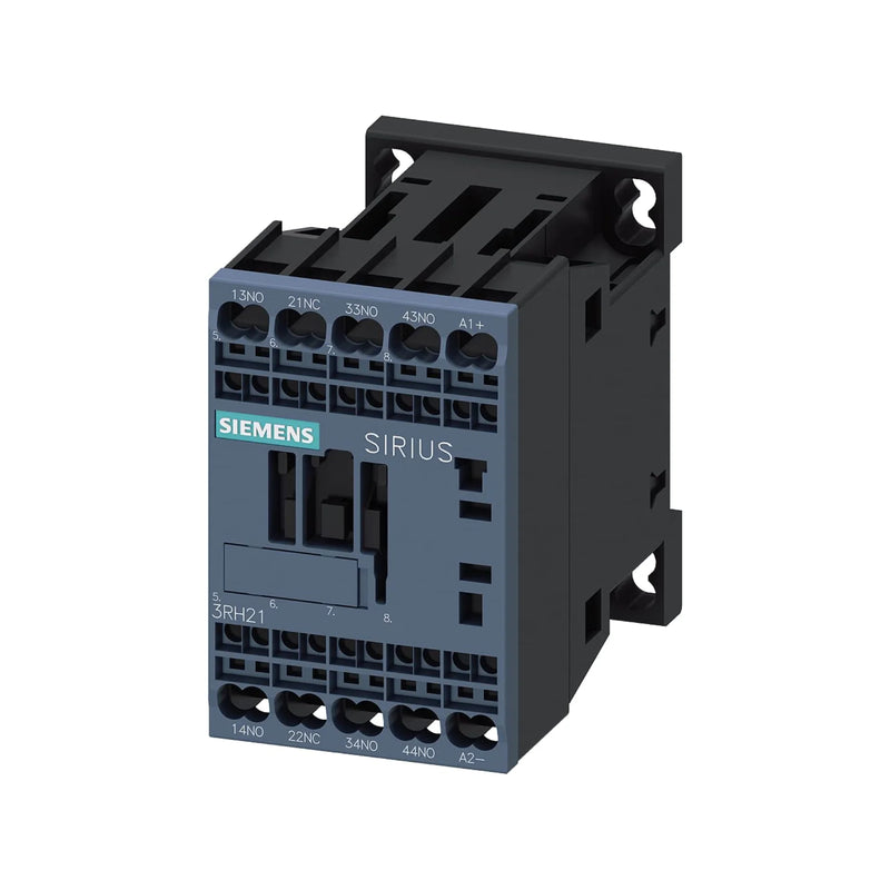 Siemens 3RH2131-2BB40 auxiliary contactor, 3NO + 1NC, 24V DC coil, size S00, screw terminals, for control circuits.