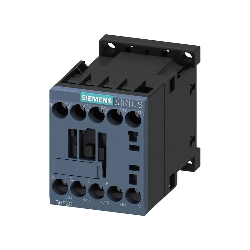 Siemens 3RT2015-1BB42 power contactor, 7A, 3-pole, 24V DC coil, 1NO+1NC, size S00, for motor control.