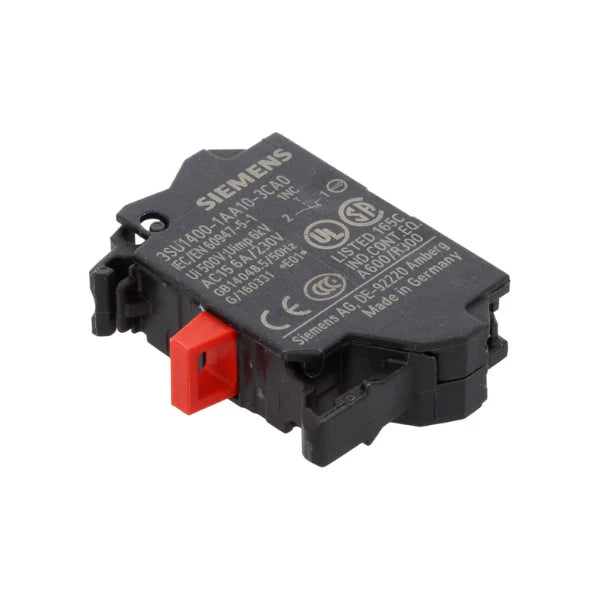 Siemens 3SU1400-1AA10-3CA0 green illuminated pushbutton, 22mm, momentary, black plastic ring, for SIRIUS ACT.