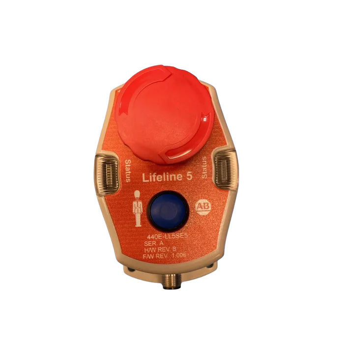 Allen-Bradley 440E-LL5SE5 cable-pull safety switch, stainless steel, E-stop, 5 contacts, LED, IP69K