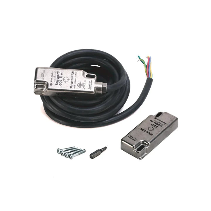 Allen-Bradley 440N-G02137 Trojan 5 safety interlock switch, metal body, GD2 key, 2 N.C. + 1 N.O., IP67