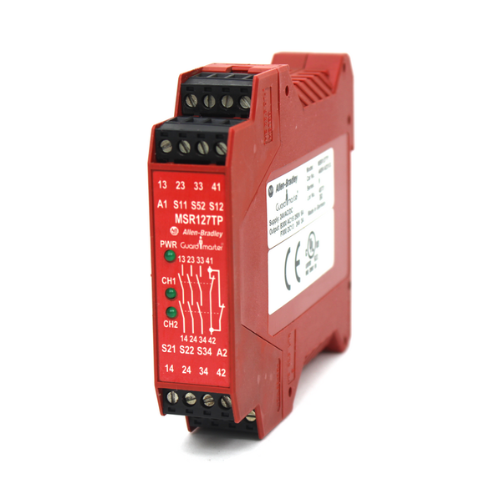 Allen-Bradley 440R-N23132 Guardmaster MSR127TP safety relay, 24V AC/DC, 3 N.O. safety outputs, 1 N.C. auxiliary