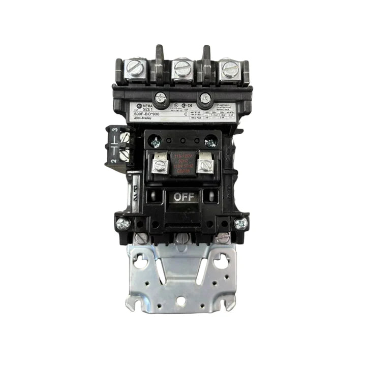 Allen-Bradley 500F-BOD930 reversing contactor, 3-pole, 9 A, 24V DC coil, 1 N/O + 1 N/C, IEC