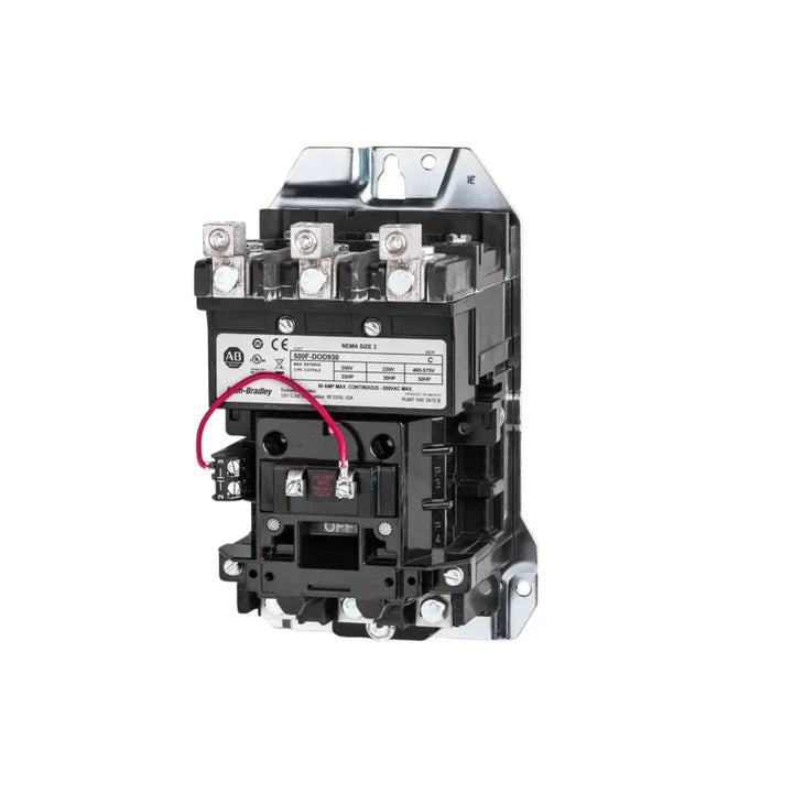 Allen-Bradley 500F-DOD930 IEC contactor, 90A, 24V DC coil, 3-pole, open type, with auxiliary contact