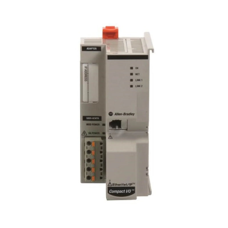 Allen-Bradley 5069-AENTRK Compact I/O Ethernet adapter with dual ports and DIN rail mount