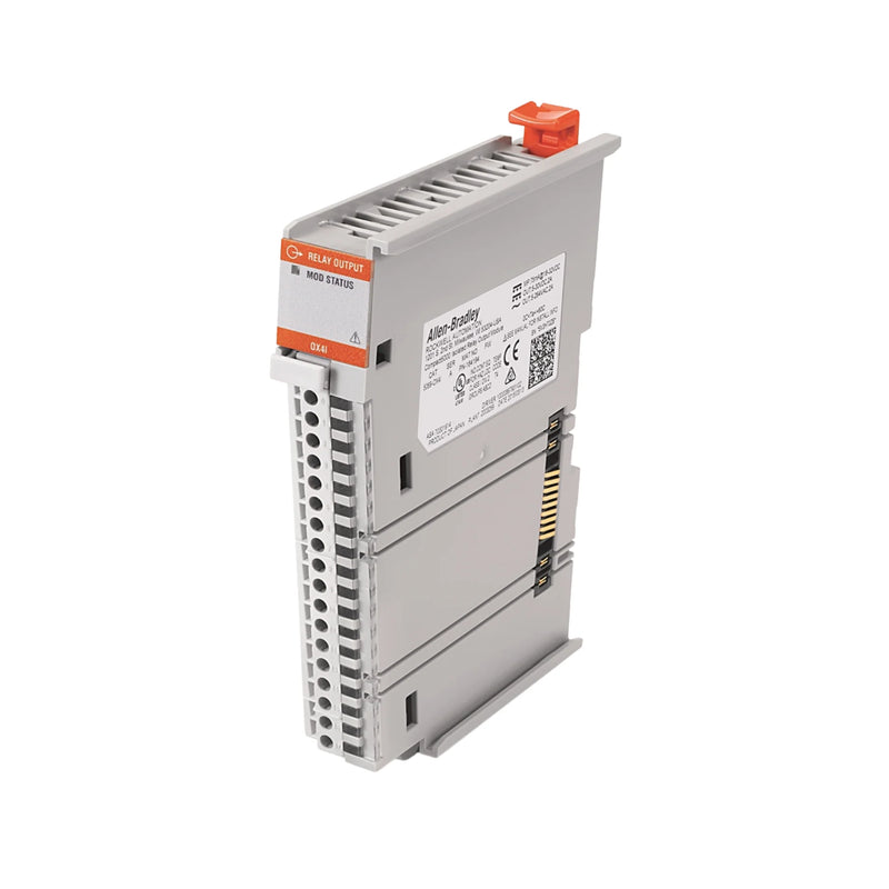 Allen-Bradley 5069-OX4I relay output module with 4 isolated channels for AC/DC load switching, Compact I/O format for CompactLogix controllers.
