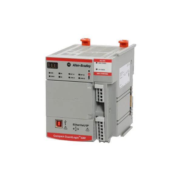 CompactLogix 5380 safety controller, 2 MB memory, dual Ethernet, SIL 3/PLe.