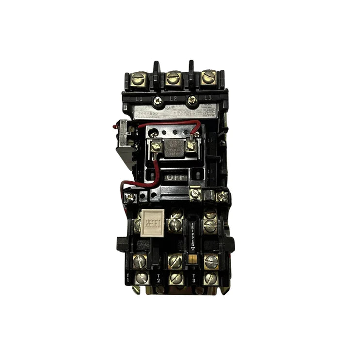 Allen-Bradley 509-BOD NEMA Size 1 motor starter, 3-pole, 600V AC, 120V coil, open frame, full-voltage non-reversing.