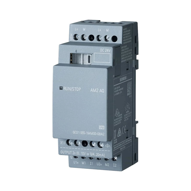 Siemens 6ED1055-1MM00-0BA2 LOGO! expansion module with 8 digital inputs and 8 relay outputs (10A) for automation.