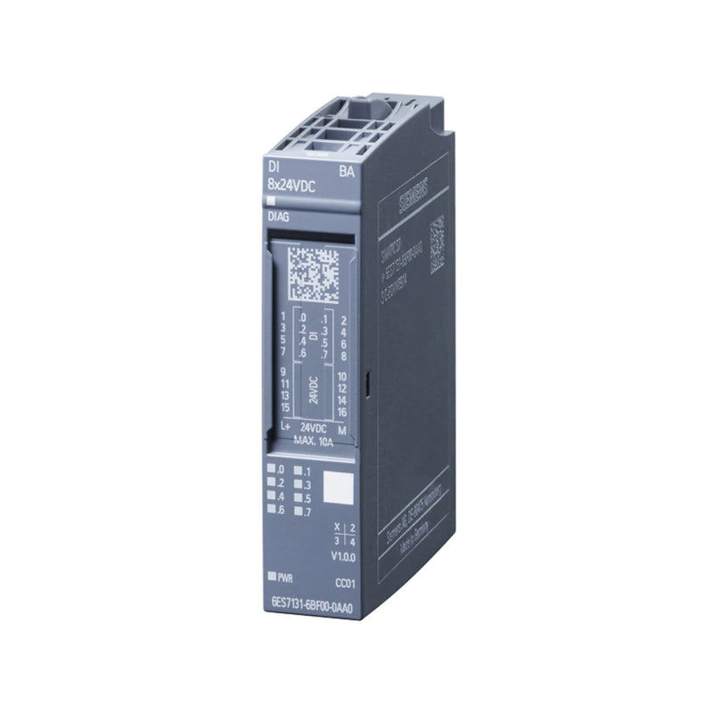 Siemens 6ES7131-6BF00-0BA0 ET 200SP digital output module, 8x24V DC, 0.5A, Type B0, compact I/O expansion for SIMATIC systems.