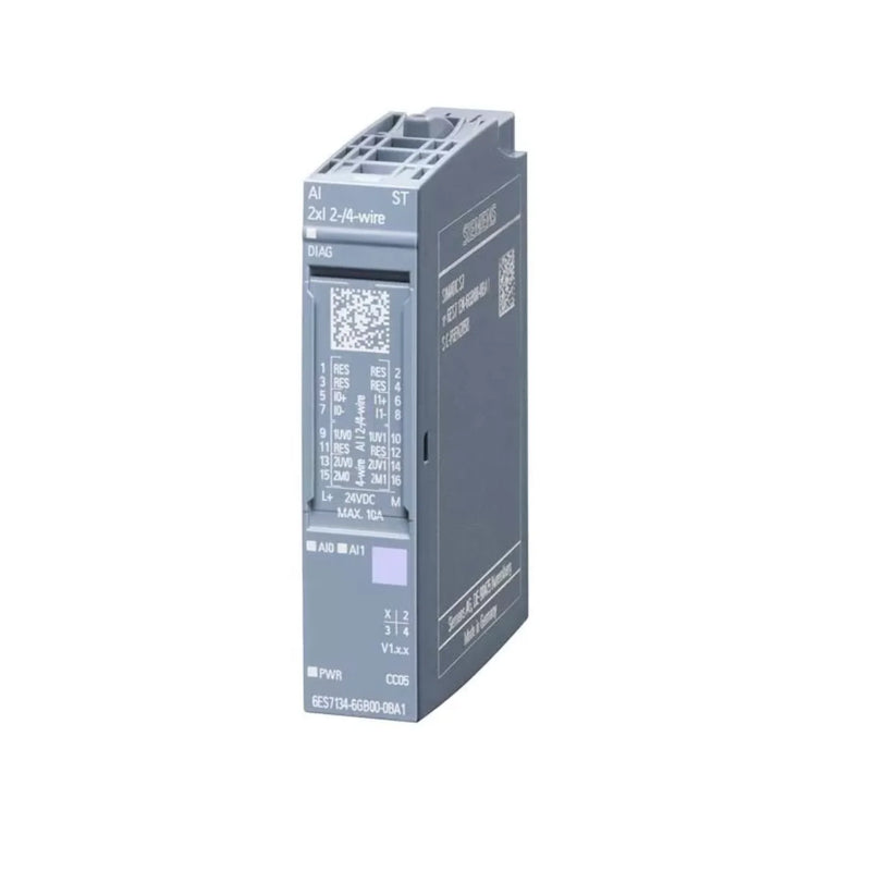 Siemens 6ES7134-6GB00-0BA1 analog input module with 2 AI high-speed channels for voltage and current.