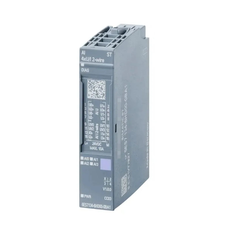 Siemens 6ES7134-6HD00-0BA1 ET 200SP analog output module, 2x U/I channels, Type D0, high-speed, compact 15 mm signal control unit.