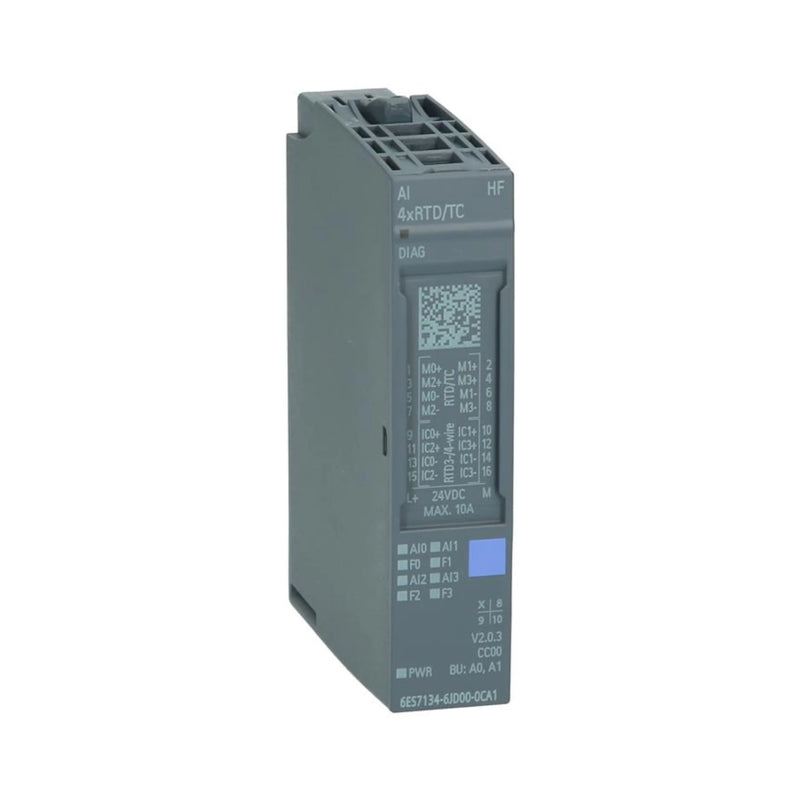 Siemens 6ES7134-6JD00-0CA1 ET 200SP analog input module, 2 AI, 4–20 mA, HART, high feature, compact and precise.