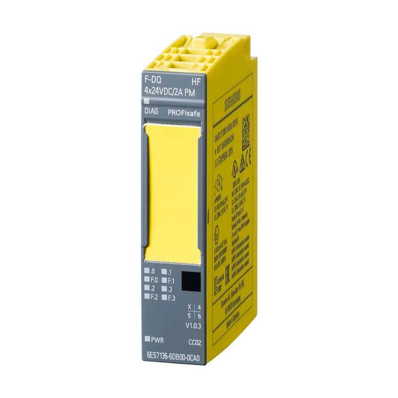 Siemens 6ES7136-6BA00-0CA0 F-PM-E power module, fail-safe, 24V DC, ET 200SP, BU type A required, IP20.