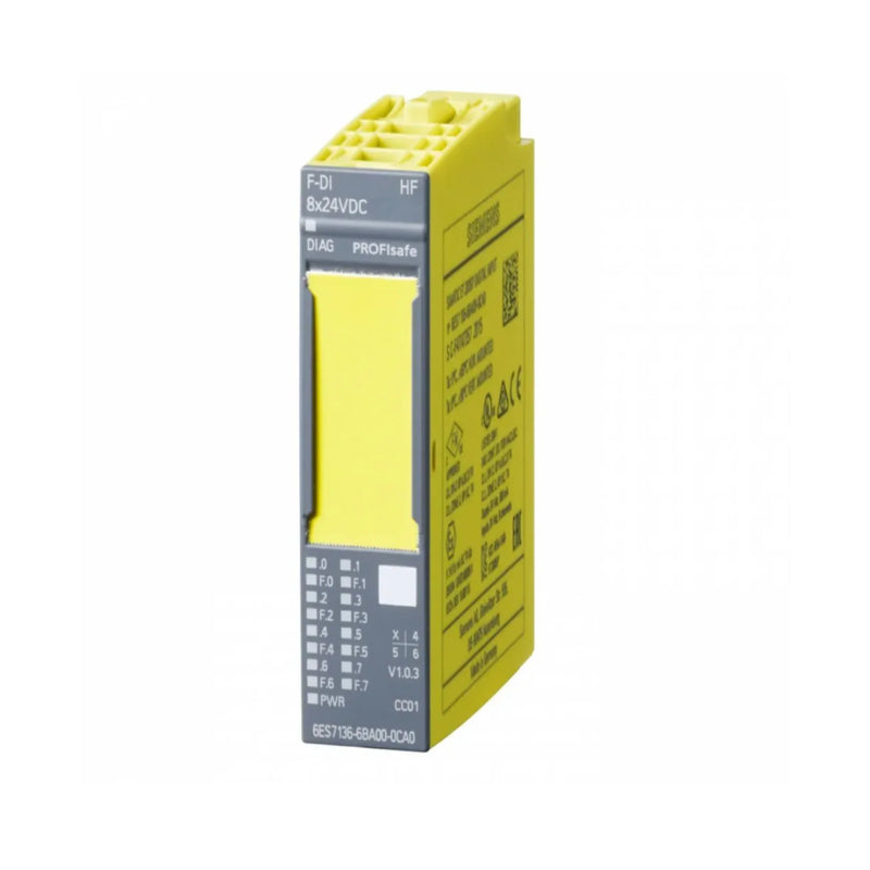 Siemens 6ES7136-6DC00-0CA0 fail-safe output module, 4 DO, 0.5A, for ET 200SP with diagnostics and SIL 3 compliance.
