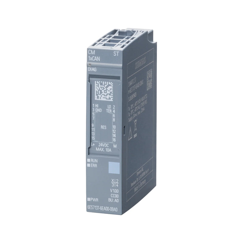 Siemens 6ES7137-6EA00-0BA0 ET 200SP RTD module, 4-channel, 2/3/4-wire, CC05, Type A0, IP20, for precise industrial temperature measurement.