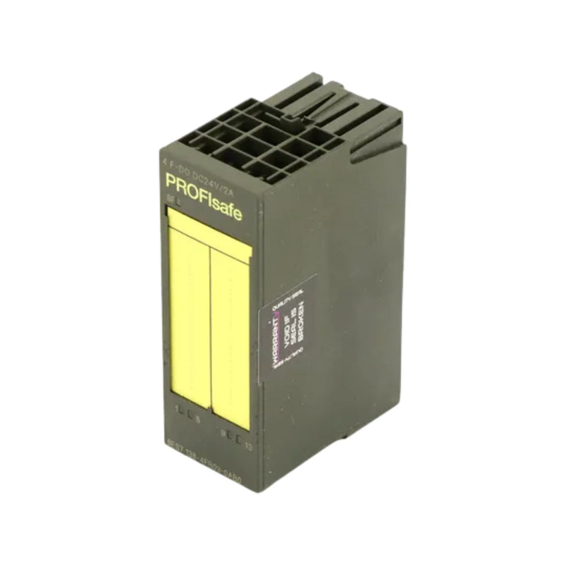 Siemens 6ES7138-4FB03-0AB0 ET 200S fail-safe digital input module, 2 F-DI, 24V DC, 15mm wide, IP20, for safety automation systems.