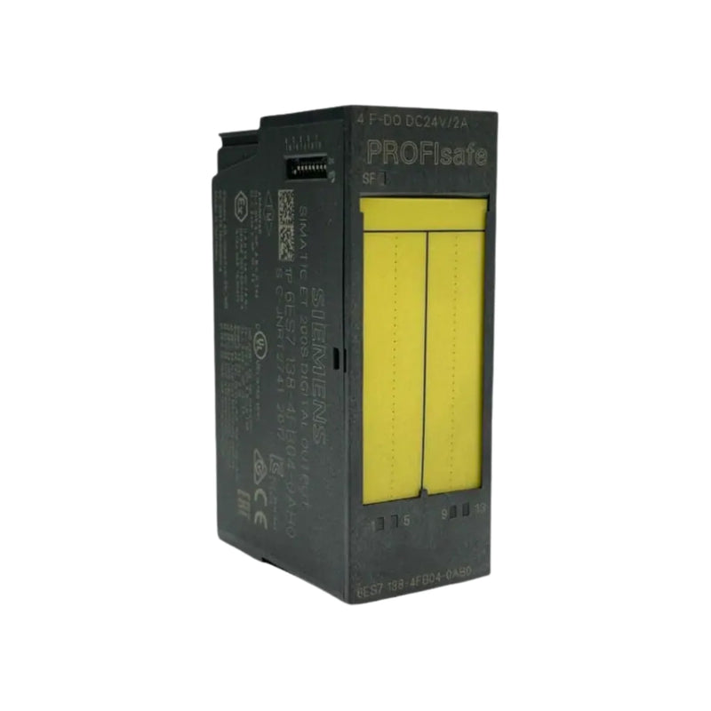 Siemens 6ES7138-4FB04-0AB0 ET 200S fail-safe output module, 1x 24V DC / 2A, SIL 3, PL e, safety integrated.