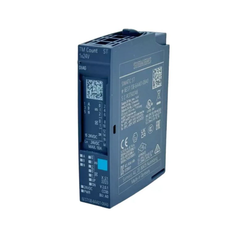 Siemens 6ES7138-6AA01-0BA0 ET 200SP BusAdapter with 2xRJ45 ports for PROFINET networking.