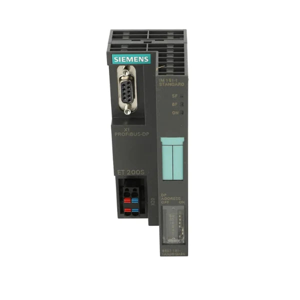 Siemens 6ES7151-1AA06-0AB0 IM151-1 interface module, PROFIBUS DP, 24V DC, for ET 200S distributed I/O systems.
