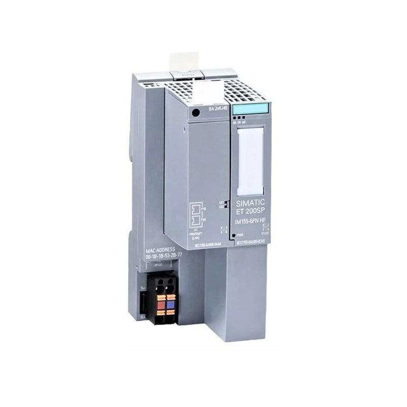 Siemens 6ES7155-6AU00-0CN0 ET 200SP interface module, PROFINET, 2-port, supports up to 64 I/O modules, isochronous mode, multi-hot swap, IP20.