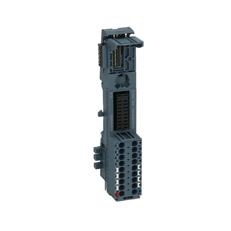 Siemens 6ES7193-6BP00-0BU0 ET 200SP base unit BU20-P16+A0, 16-pin, push-in terminals, type A0, CC00, for modular I/O systems, IP20 rated.