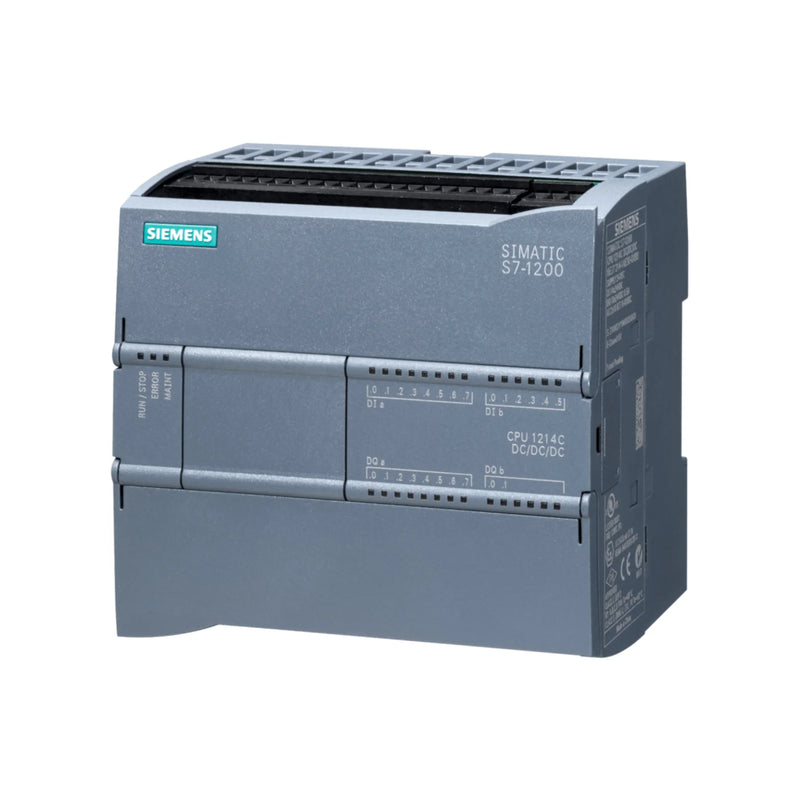 Siemens 6ES7214-1AG40-0XB0 SIMATIC S7-1200 CPU 1214C, 14DI/10DO, PROFINET, DIN rail mount.