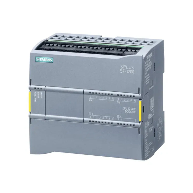 Siemens 6ES7214-1HF40-0XB0 S7-1200 CPU 1214C, 14 DI, 10 relay DO, 2 AI, 100–240V AC, PROFINET, for compact and reliable automation control.