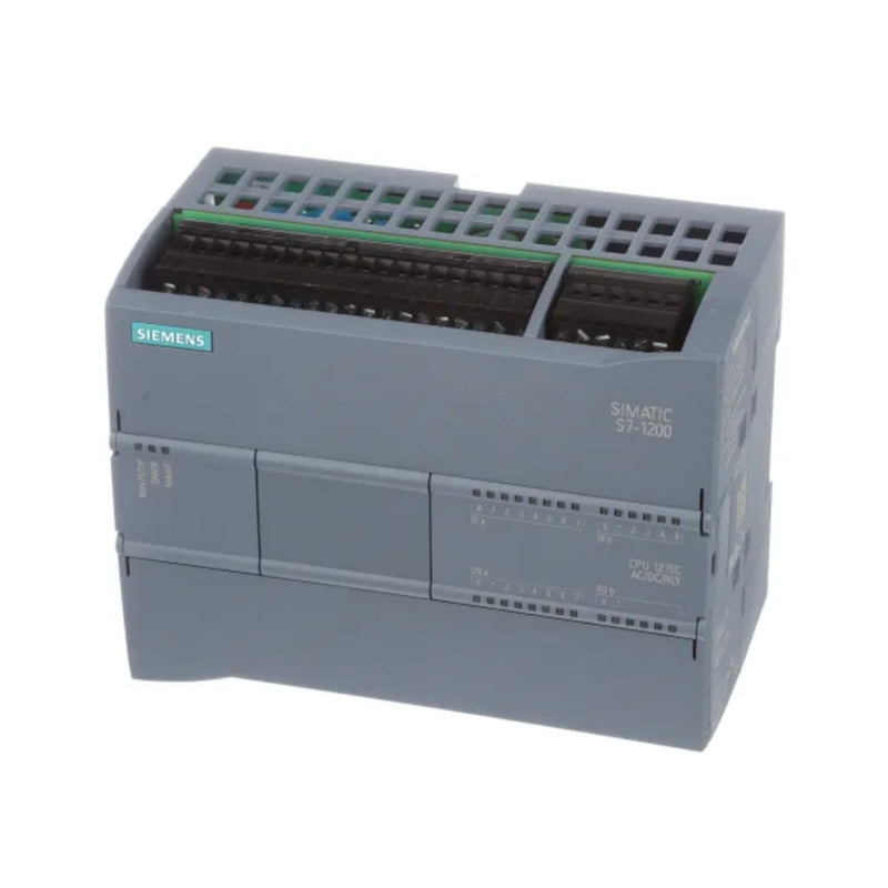 Siemens 6ES7215-1BG40-0XB0 CPU 1215C, S7-1200, 14DI, 10DO, 2AI, 24V DC, PROFINET, compact PLC controller with modular expansion.
