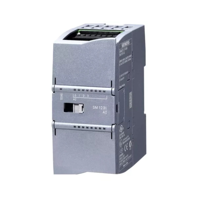 Siemens 6ES7231-5ND32-0XB0 SM 1231 analog input module, 4 AI, 0–10V / 4–20mA, 13-bit, for S7-1200, 24V DC, DIN rail mount, for industrial automation.