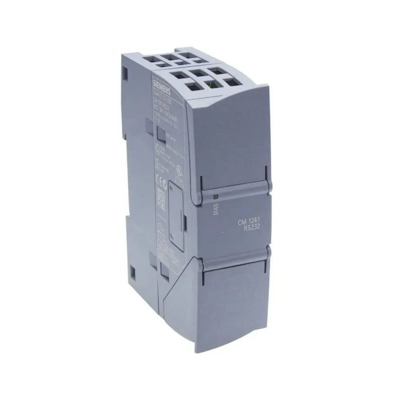 Siemens 6ES7241-1AH32-0XB0 CM 1241 RS-485 module for S7-1200 PLC, serial communication, compact DIN rail mount.