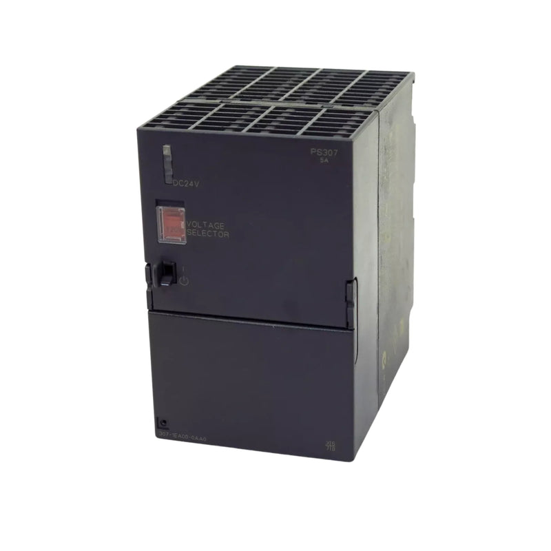 Siemens 6ES7307-1EA00-0AA0 SIMATIC S7-300 power supply, 24V DC, 2 A, compact DIN rail unit for reliable automation system operation.