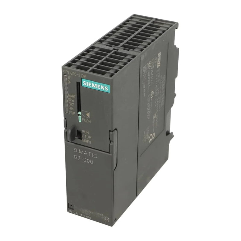 Siemens 6ES7315-2AH14-0AB0 CPU 315-2 DP, S7-300 PLC, 256KB memory, PROFIBUS, MPI, 24V DC.